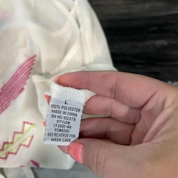 Women’s Sleeveless Tunic Top Large Sheer Embroidered Colorful Tribal Boho Hippie - Picture 5 of 7